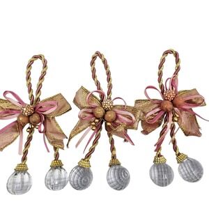 Shabby Victorian Cottage Chic Pink Rose Acrylic Double Ball Ornament 6 3/4"